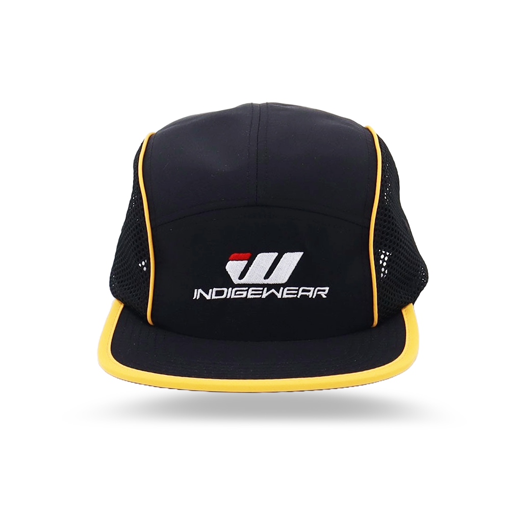 5 Panel Mesh Sports Cap - Black