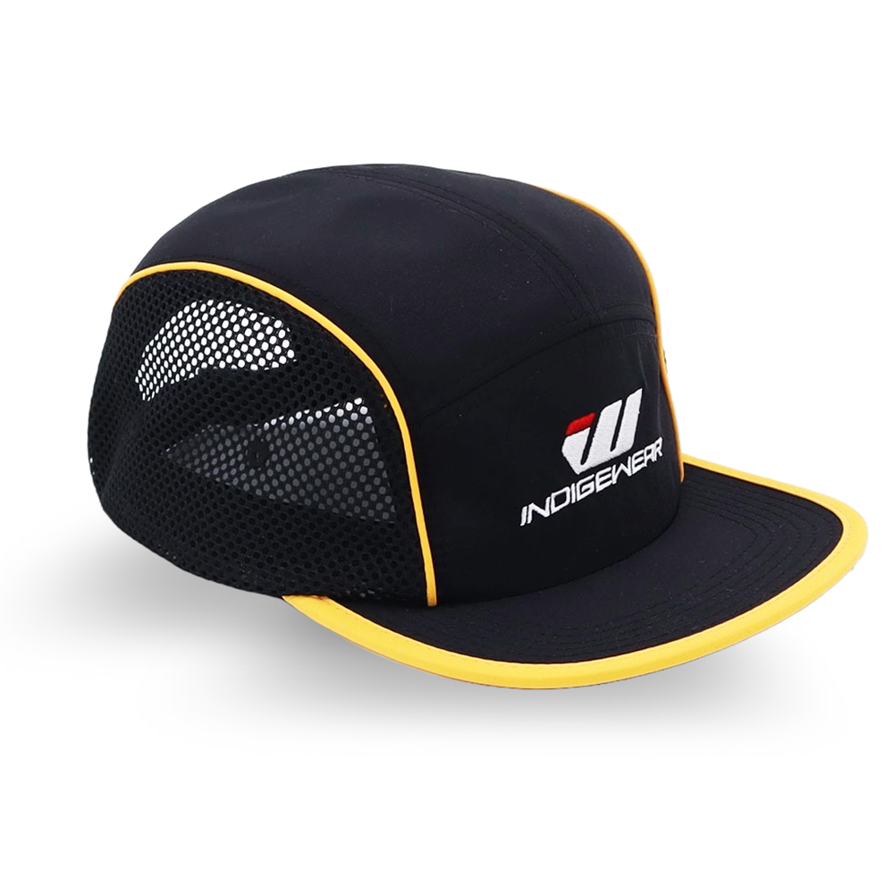 5 Panel Mesh Sports Cap - Black
